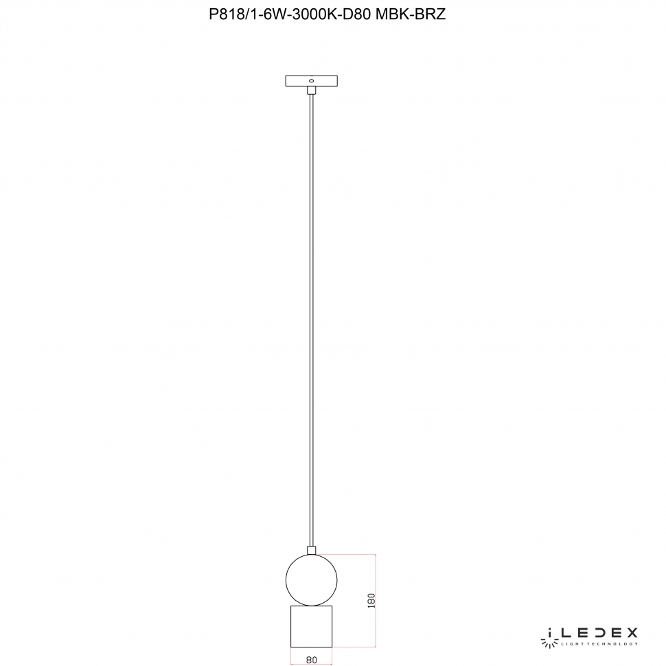 P818/1-6W-3000K-D80 MBK-BRZ