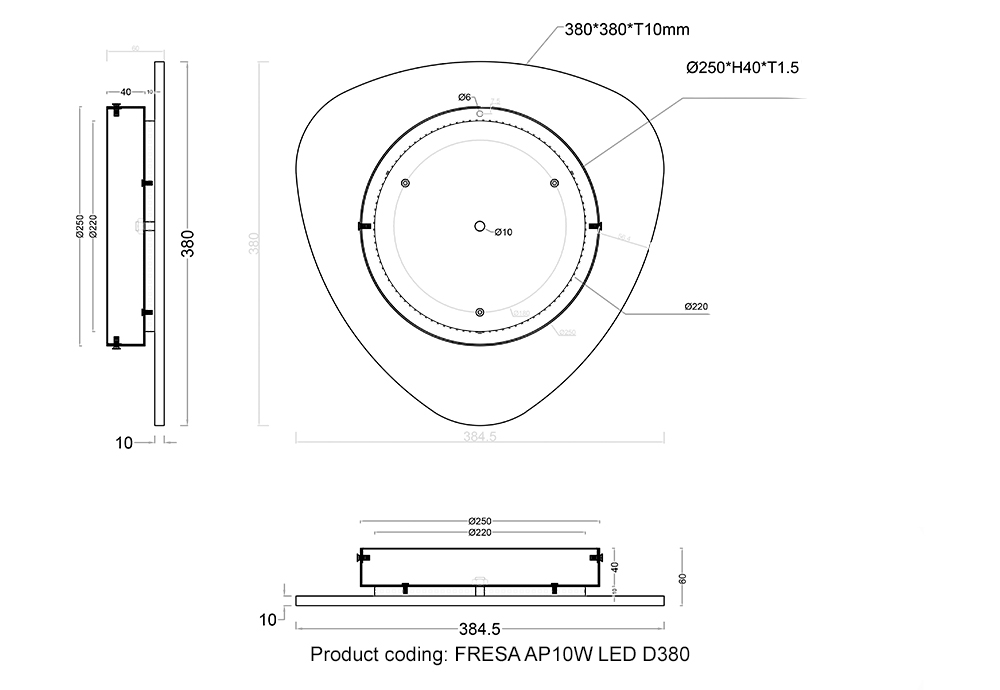 FRESA AP10W LED D380 WHITE