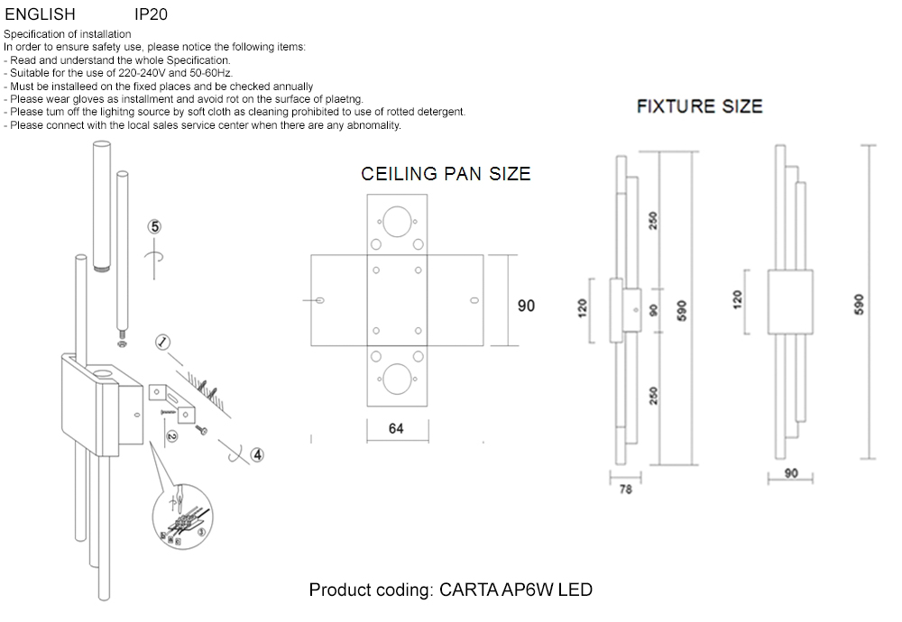 CARTA AP6W LED WHITE/BRASS