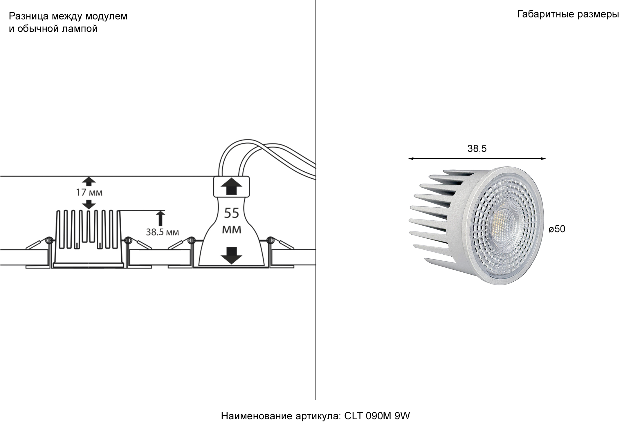 CLT 090D 9W 4000K WH